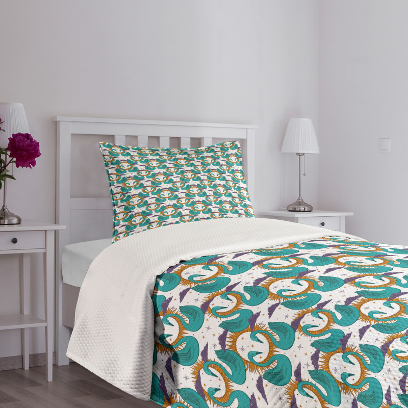 Mystic Aquatic Bird and Sun Bedspread Set