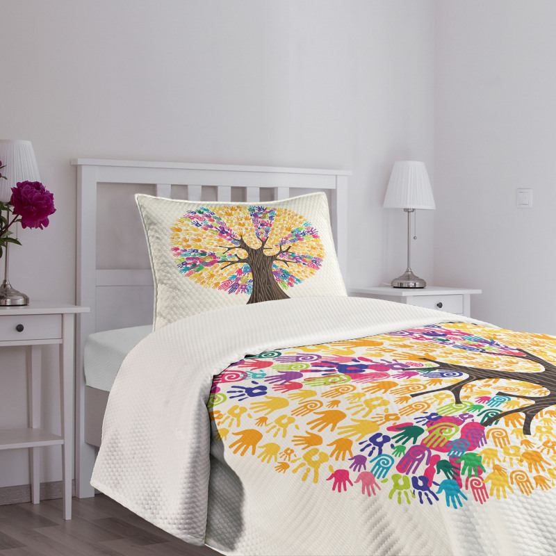 Hand Prints Solidarity Bedspread Set