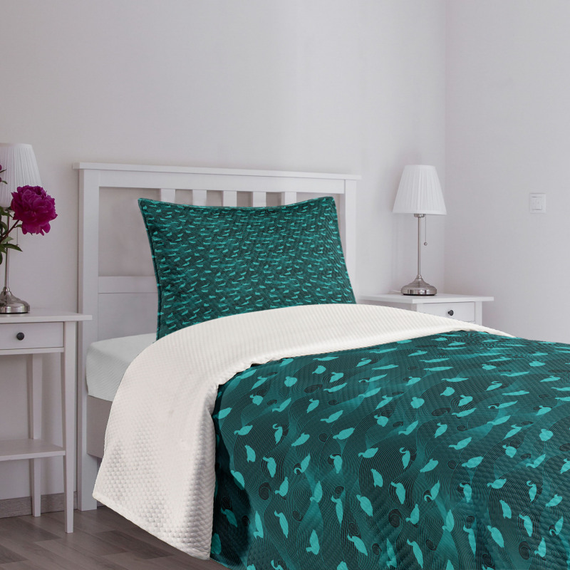 Waterfowl Birds Wave Bedspread Set