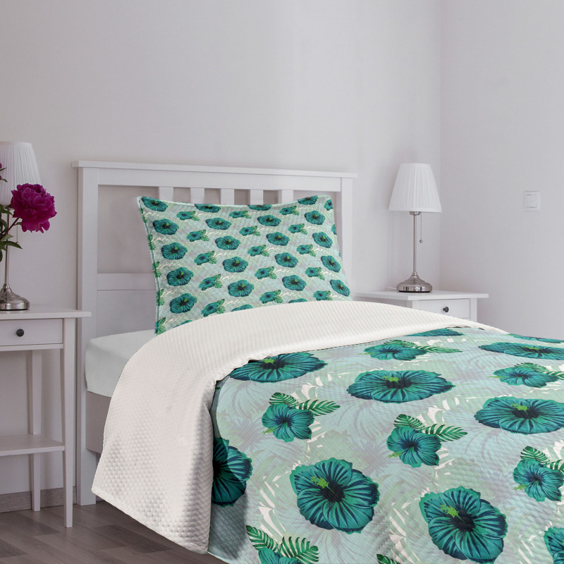 Hawaiian Jungle Hibiscus Bedspread Set