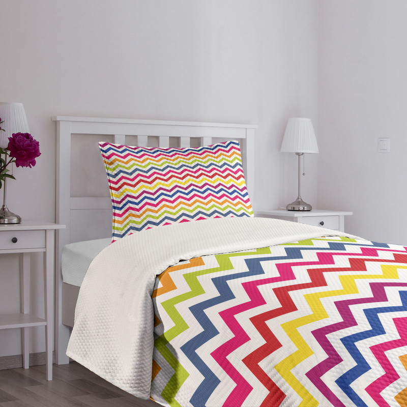 Rainbow Chevron Fun Bedspread Set