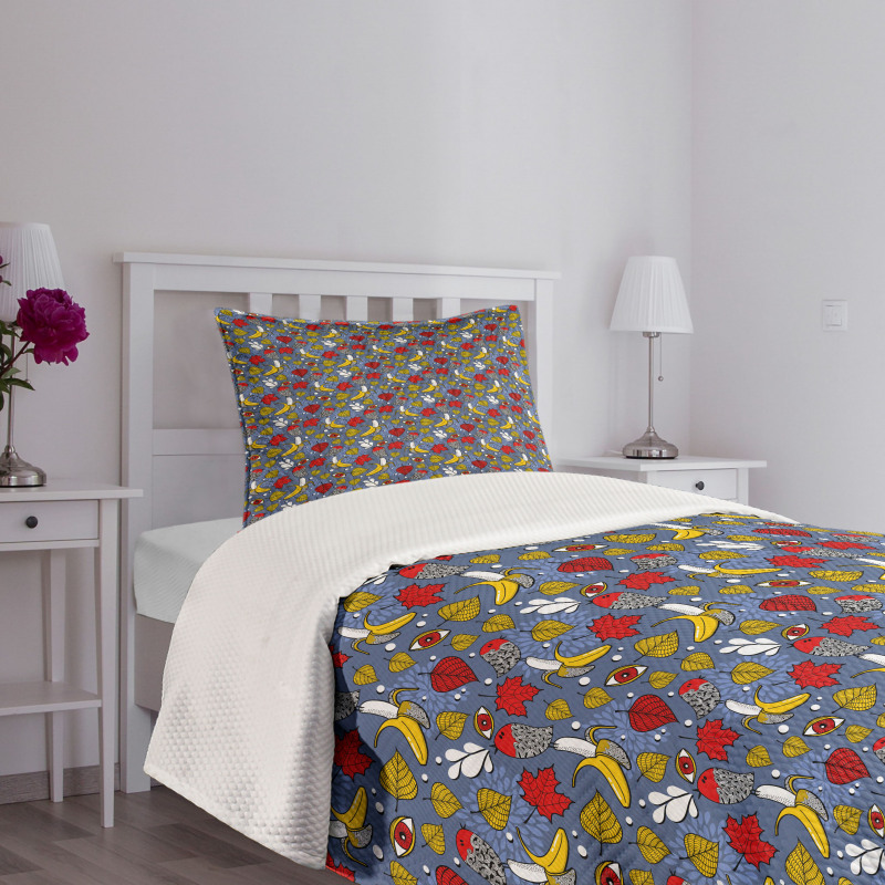 Leaf Banana Eye and Avian Bedspread Set