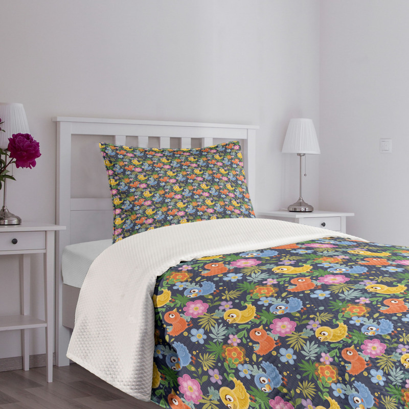 Avian Animal Spring Flowers Bedspread Set