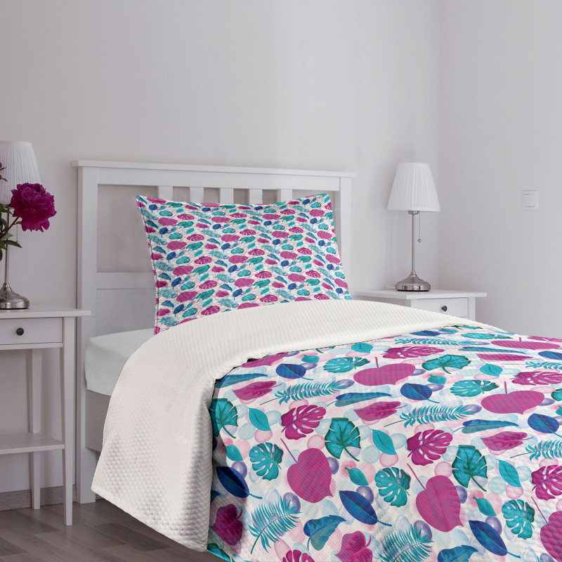 Tropic Leaves Rounds Bedspread Set