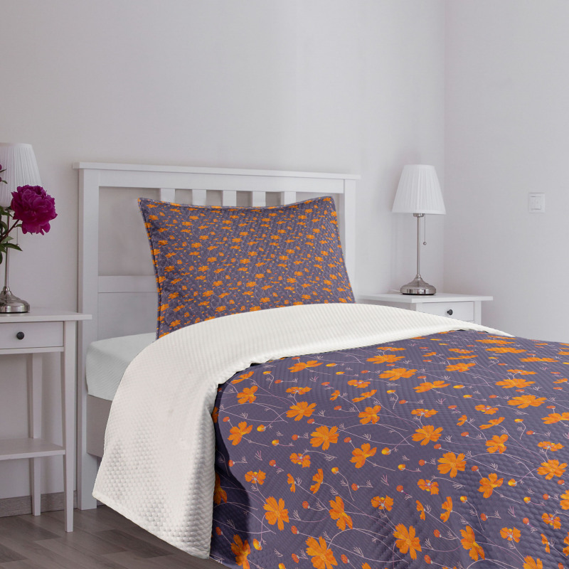 Flowers Thin Peduncles Bedspread Set