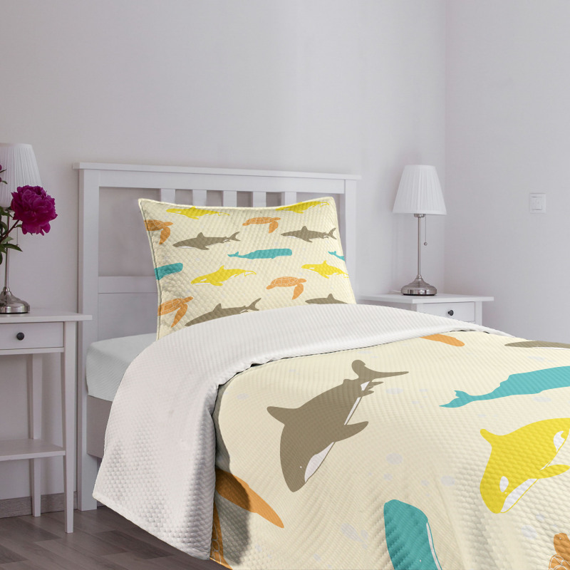 Whale Shark and Turtle Bedspread Set