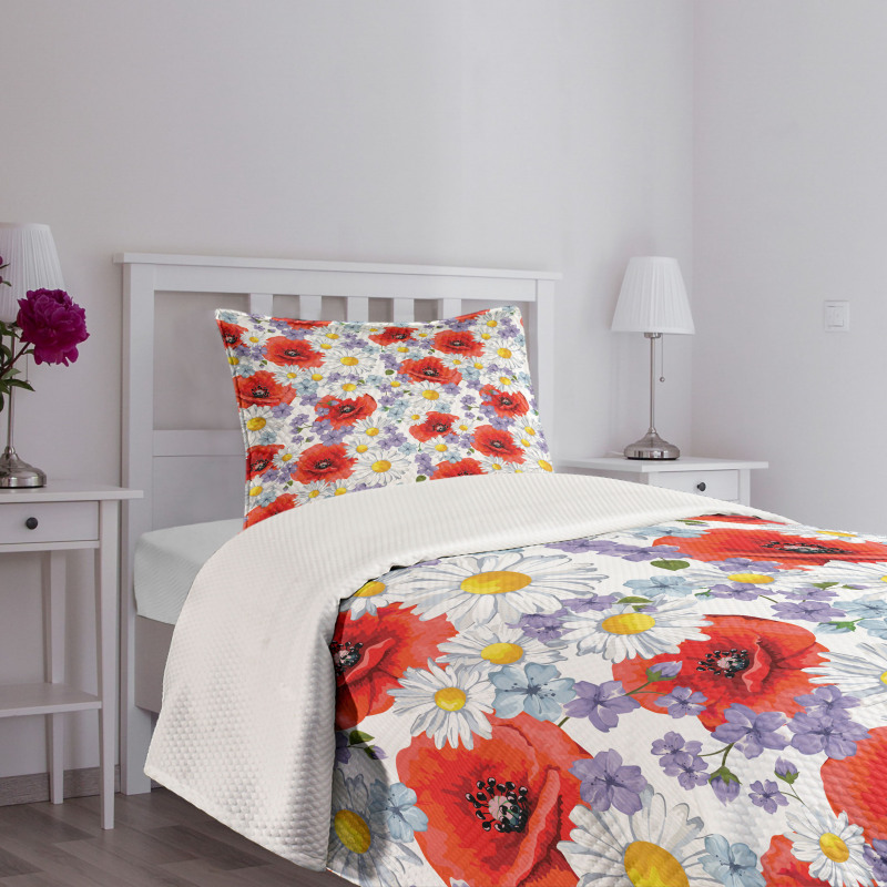 Poppy and Daisy Flower Bedspread Set