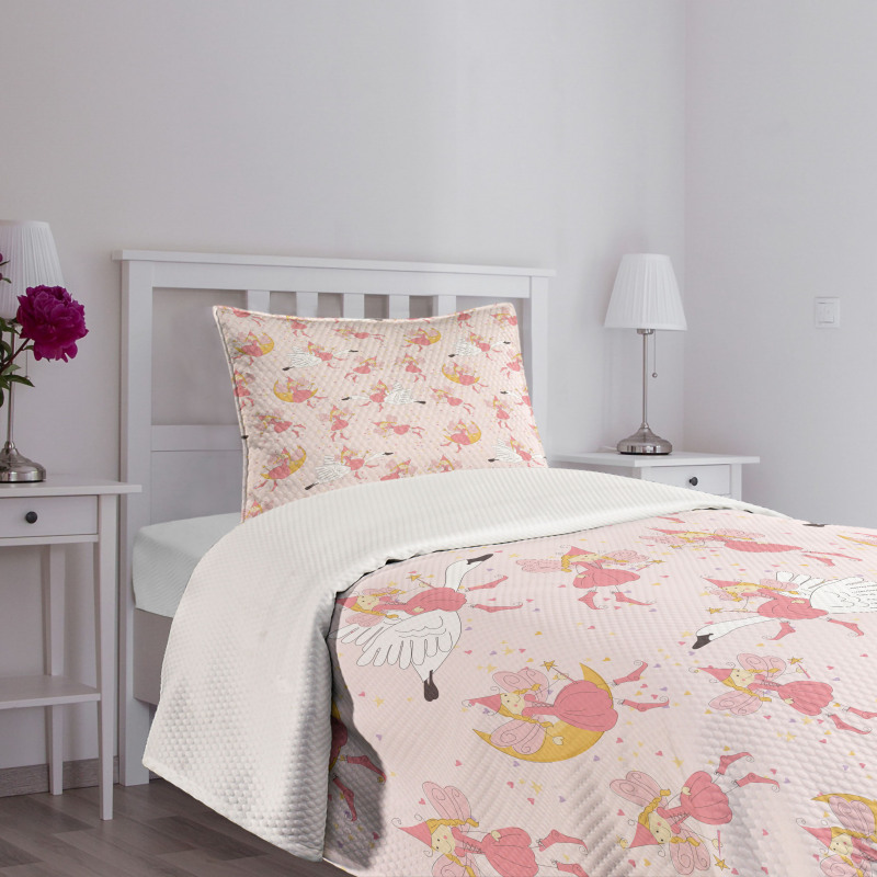 Flying Fairies Swan Moon Bedspread Set