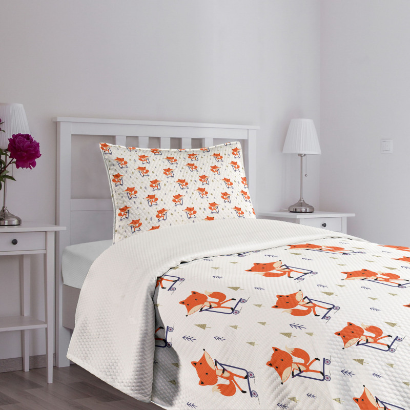 Animal with Scooter Tiny Trees Bedspread Set