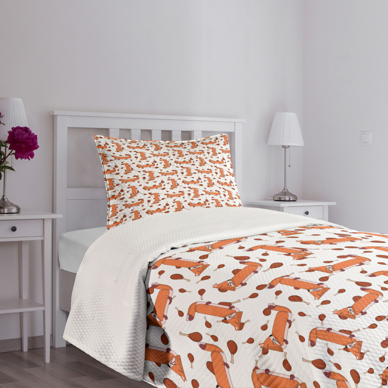 Cartoon Pattern Meat and Animal Bedspread Set