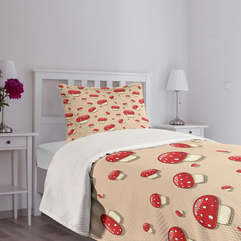 Cartoon Mushrooms Bedspread Set