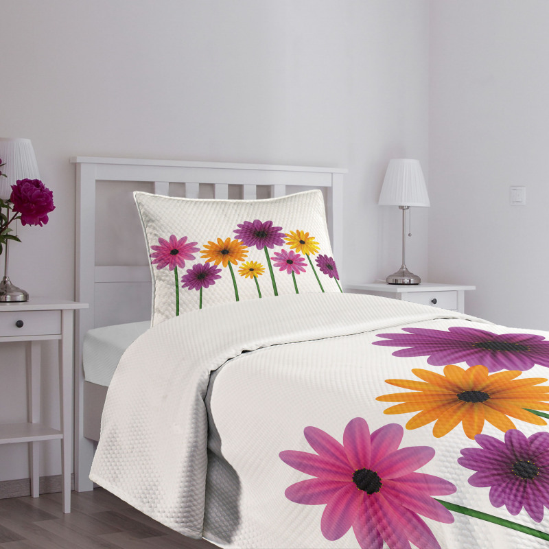 Simple Spring Flowers Bedspread Set