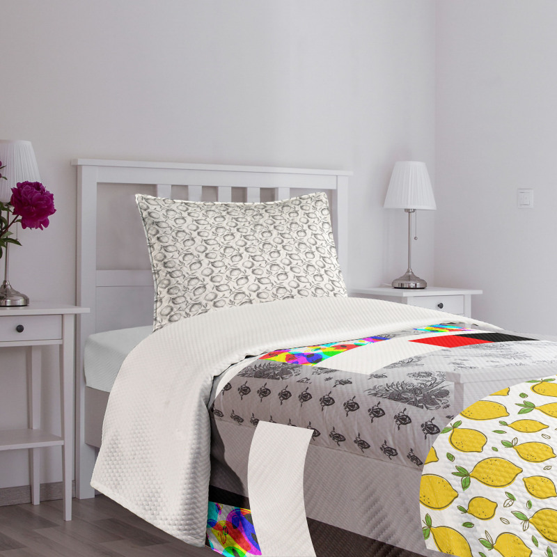 Citrus Fruits Leaves Art Bedspread Set