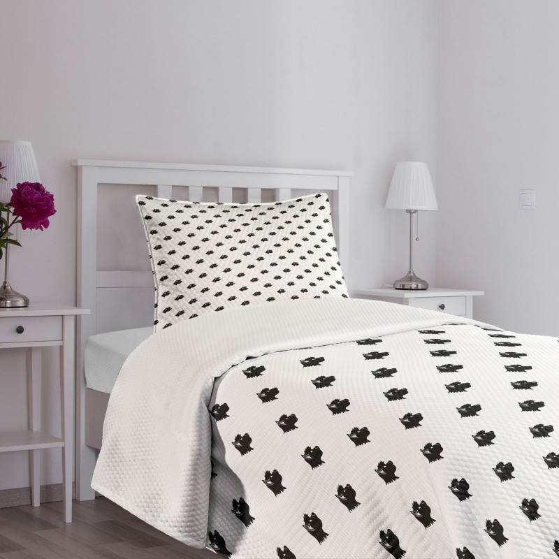 Monotone Dog Side Head Bedspread Set