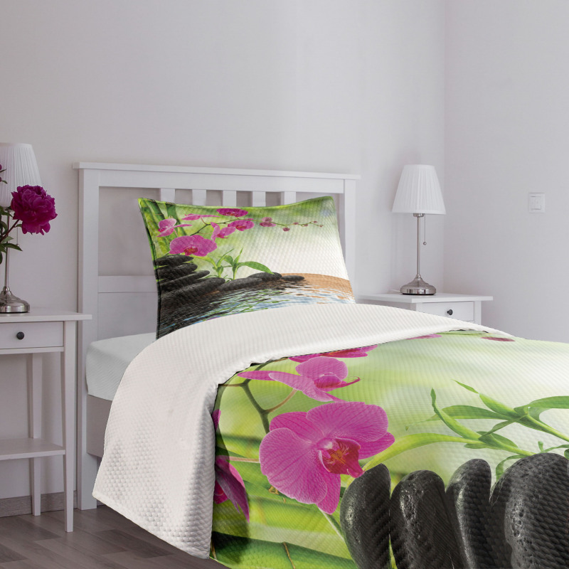 Bamboo Tree Orchid Stones Bedspread Set