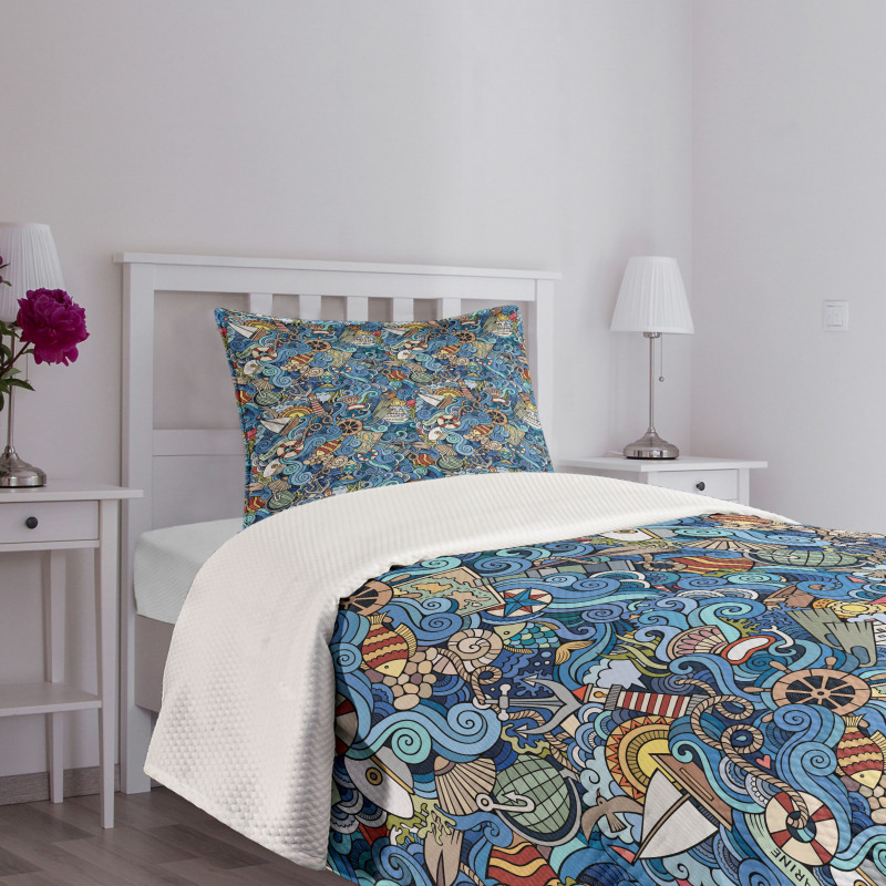 Abstract Sea Shells Bedspread Set