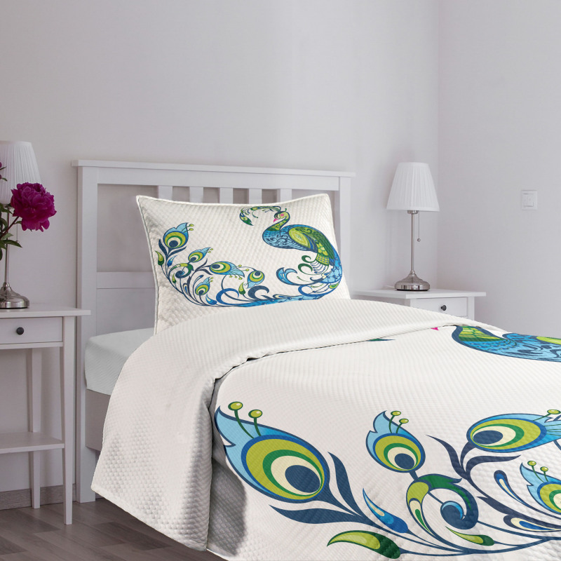 Colorful Peacock Tropic Bedspread Set