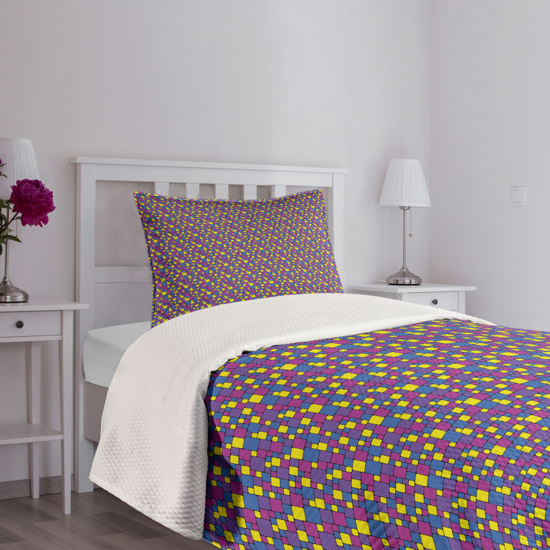 Vibrant Small Big Squares Bedspread Set