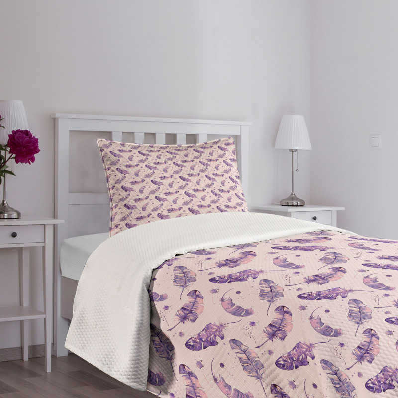 Feathers Paint Blots Bedspread Set