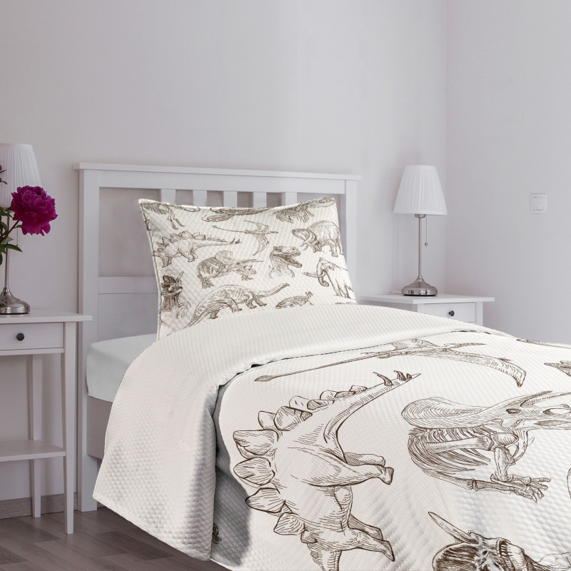 Dinosaurs Skeleton Bedspread Set