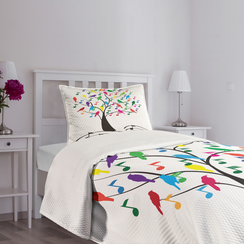 Tree with Notes Happiness Bedspread Set