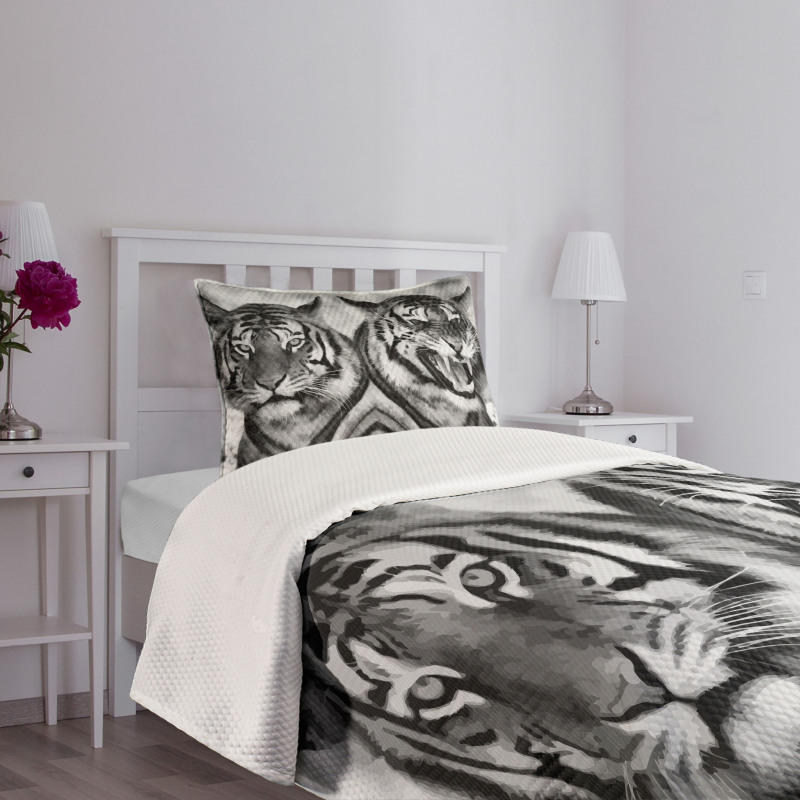 Aggressive Wild Tiger Bedspread Set