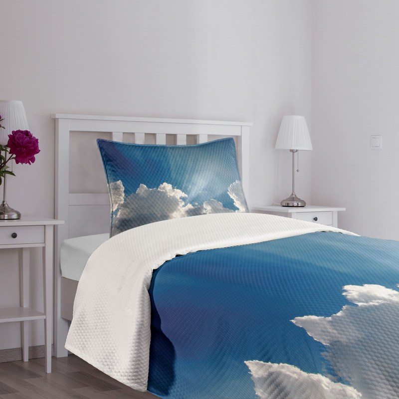 Sky Clouds Sun Rays Bedspread Set