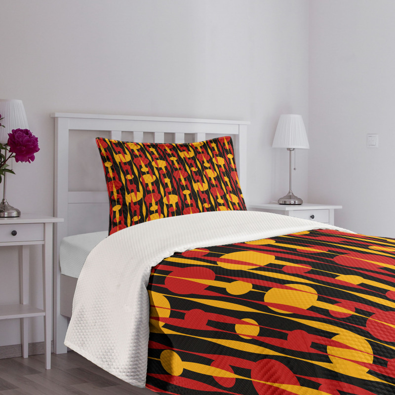 Circles Funky 70's Motifs Bedspread Set