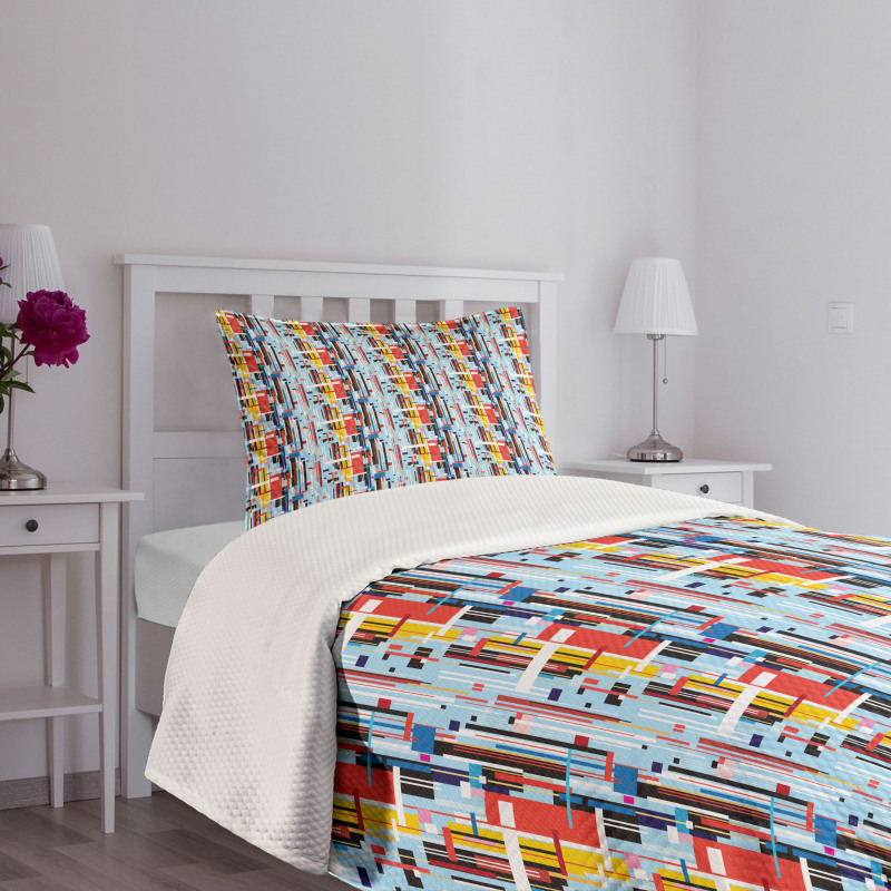 Colorful Digital Stripes Bedspread Set