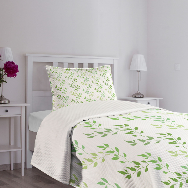 Symmetrical Olive Leaves Bedspread Set