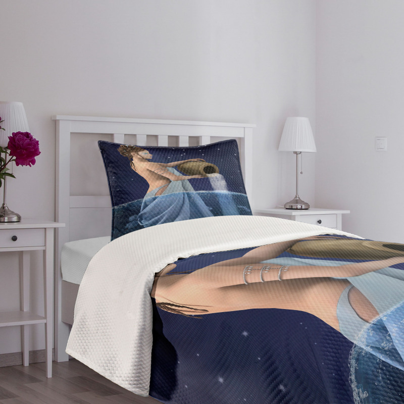 Aquarius Lady with Pail Bedspread Set