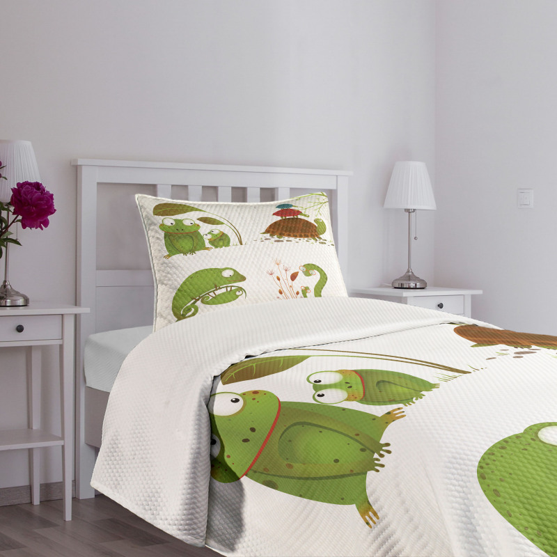 Snake Frog Ninja Reptile Bedspread Set