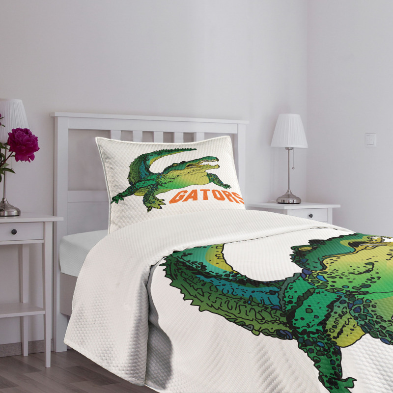 Wild Alligator Crocodile Bedspread Set