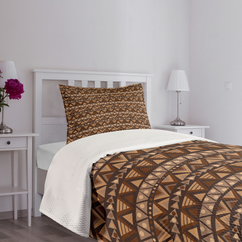 Primitive Motif Earthy Tone Bedspread Set