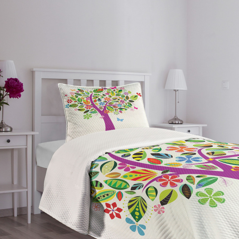 Flower Butterflies Bedspread Set