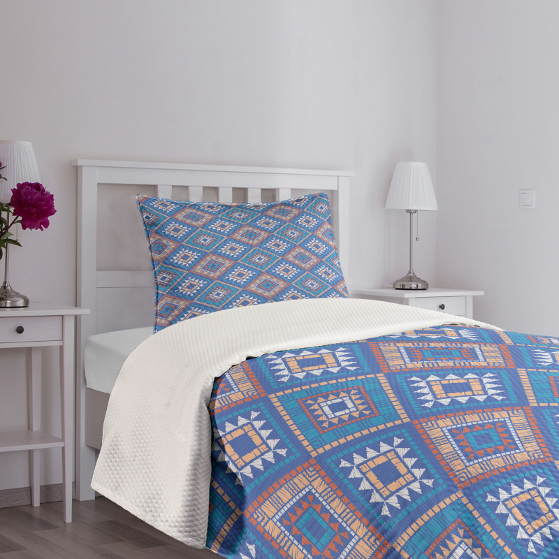 Hand Drawn Tribal Influences Bedspread Set