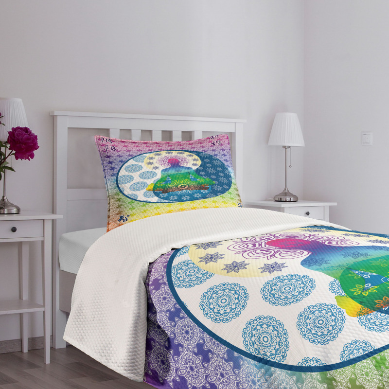 Meditation Theme Zen Art Bedspread Set