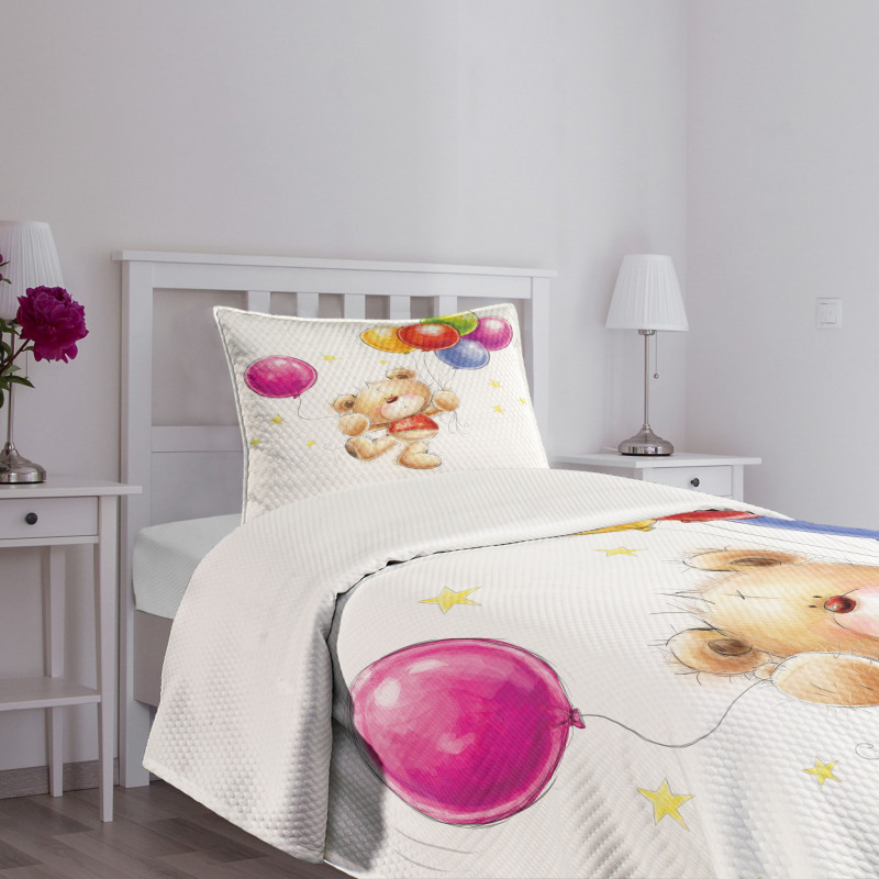 Teddy Bear with Baloon Bedspread Set