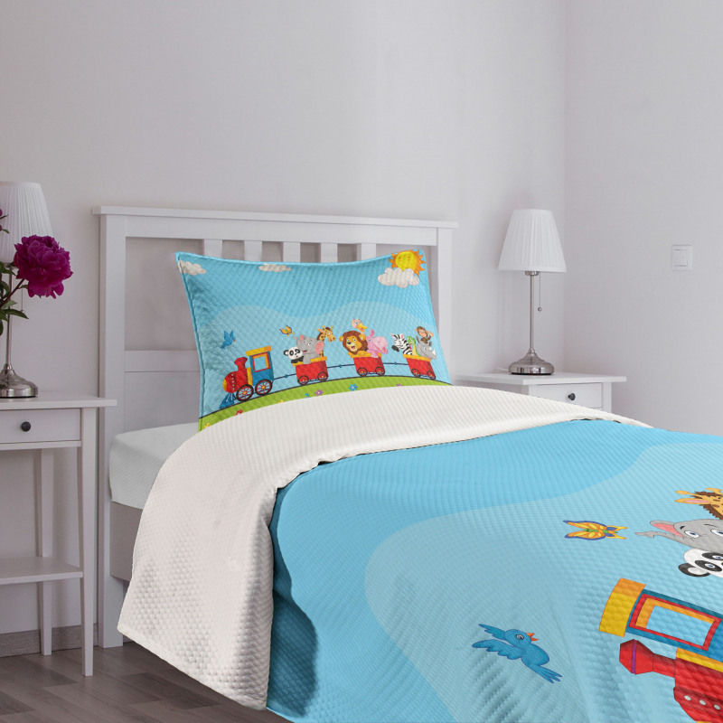 Cartoon Animal Sun Bedspread Set