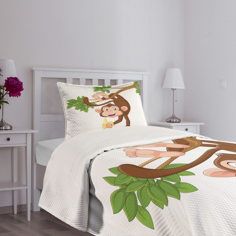 Monkey with Banana Tree Bedspread Set