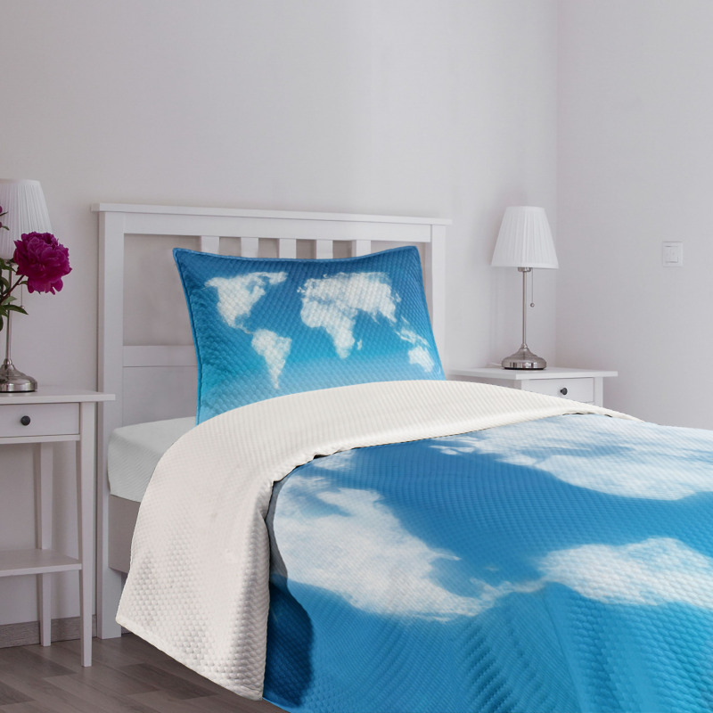 Colored Clouds in Sky Bedspread Set