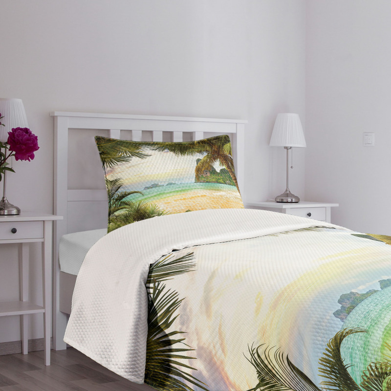 Palm Coconut Trees Beach Bedspread Set