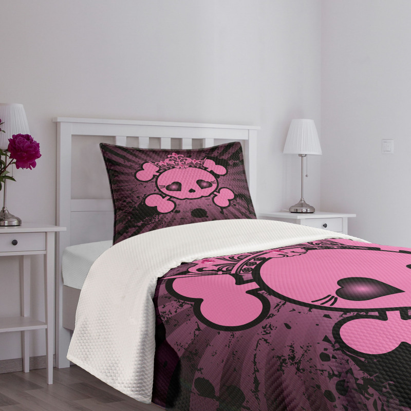 Skull Grunge Pop Art Bedspread Set