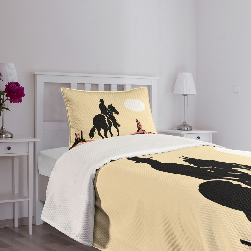 Cowboy Horse Sunset Bedspread Set