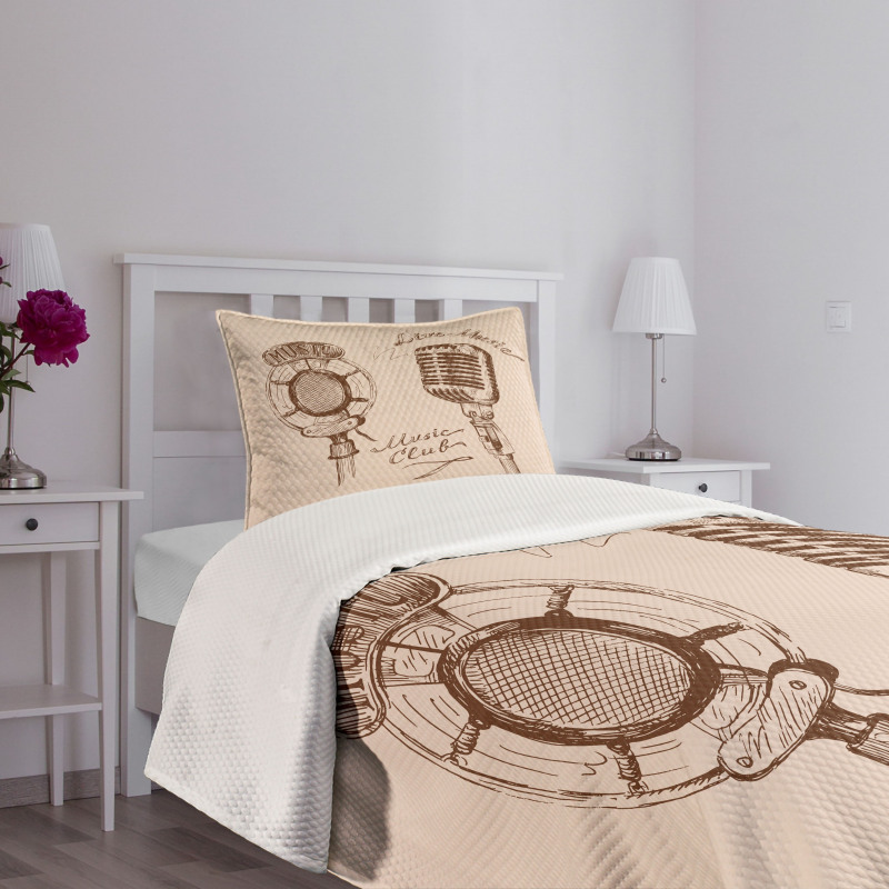 Boho Microphone Retro Bedspread Set