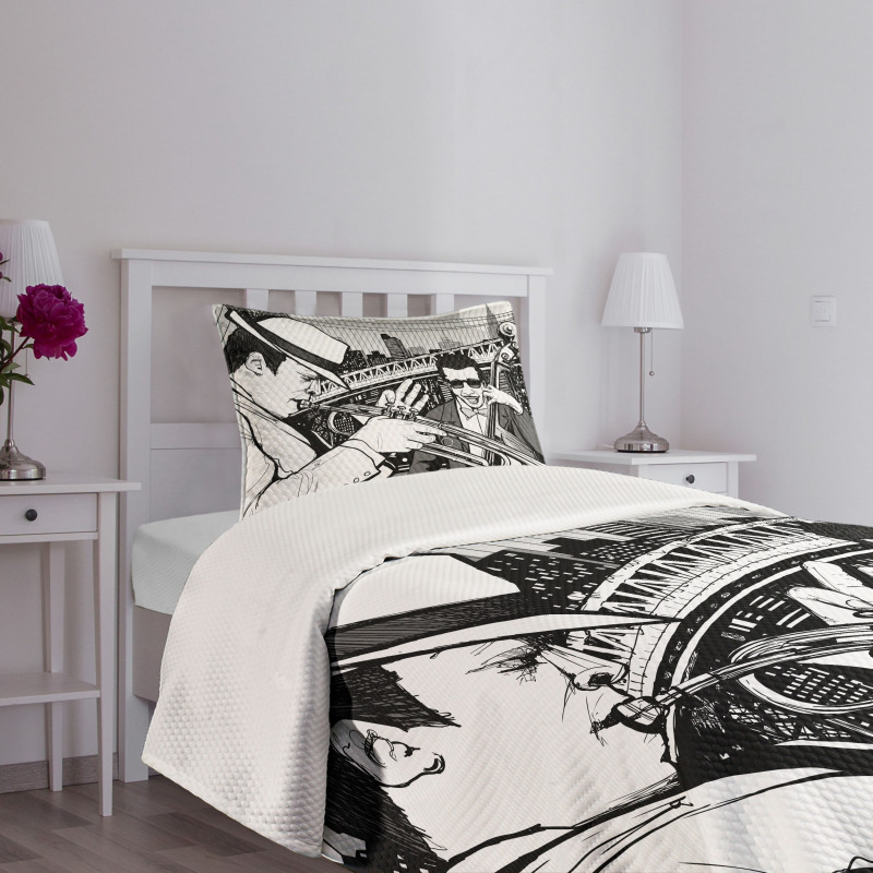 Jazz Band in New York Bedspread Set