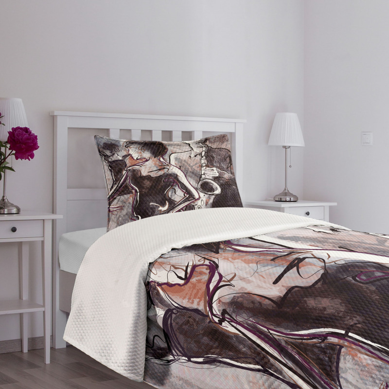 Jazz Musician Saxophone Bedspread Set