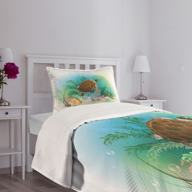 Sea Turtles Underwater Bedspread Set