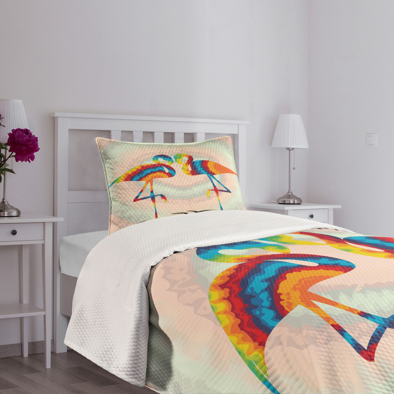 Valentines Funky Birds Bedspread Set