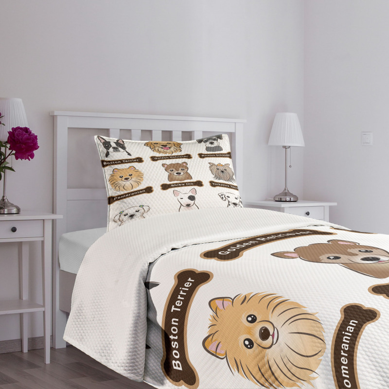 Boston Terrier Dogs Bedspread Set